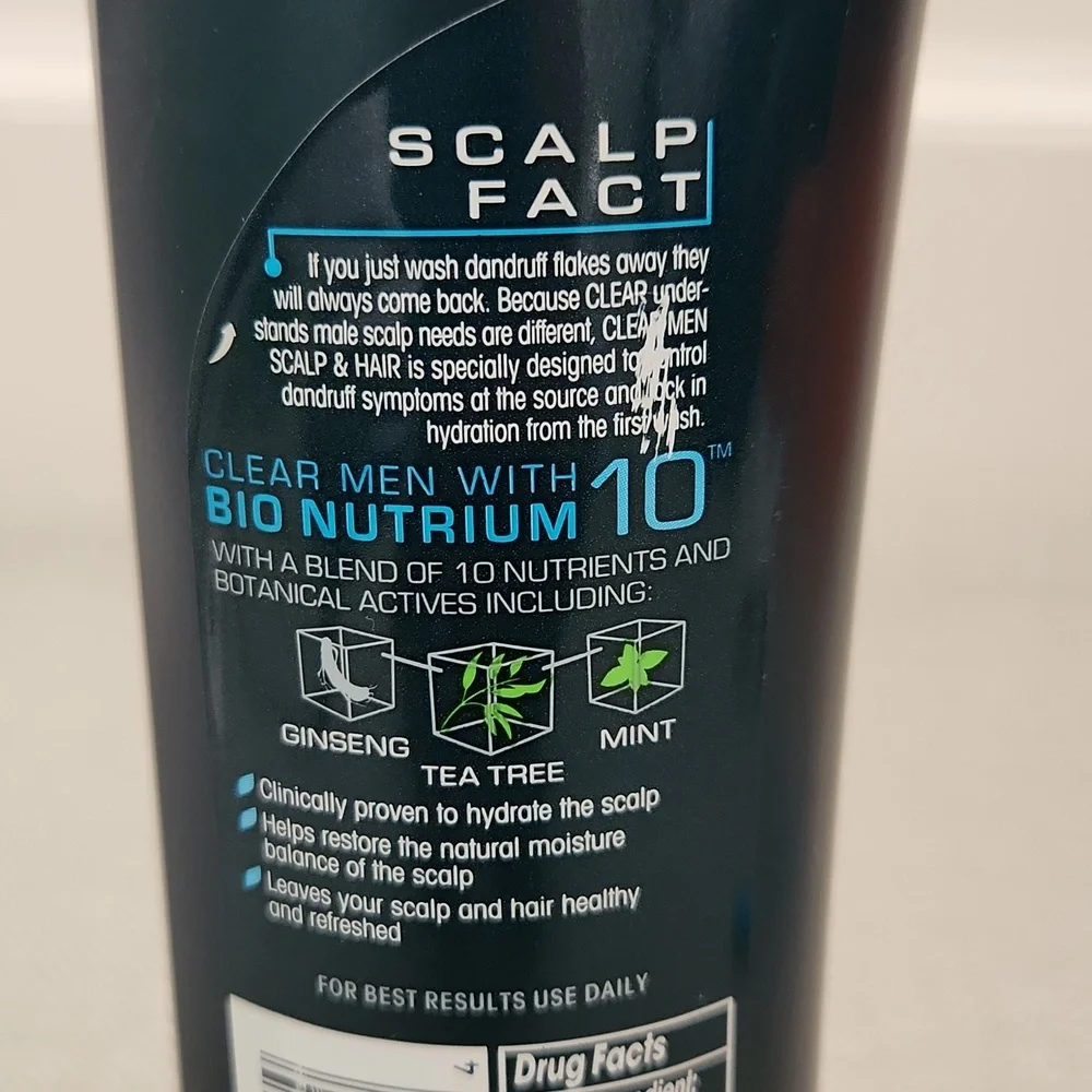 Clear Men Daily Anti-Dandruff Shampoo Ginseng Tea Tree Mint 12.9 Oz Scalp Hair